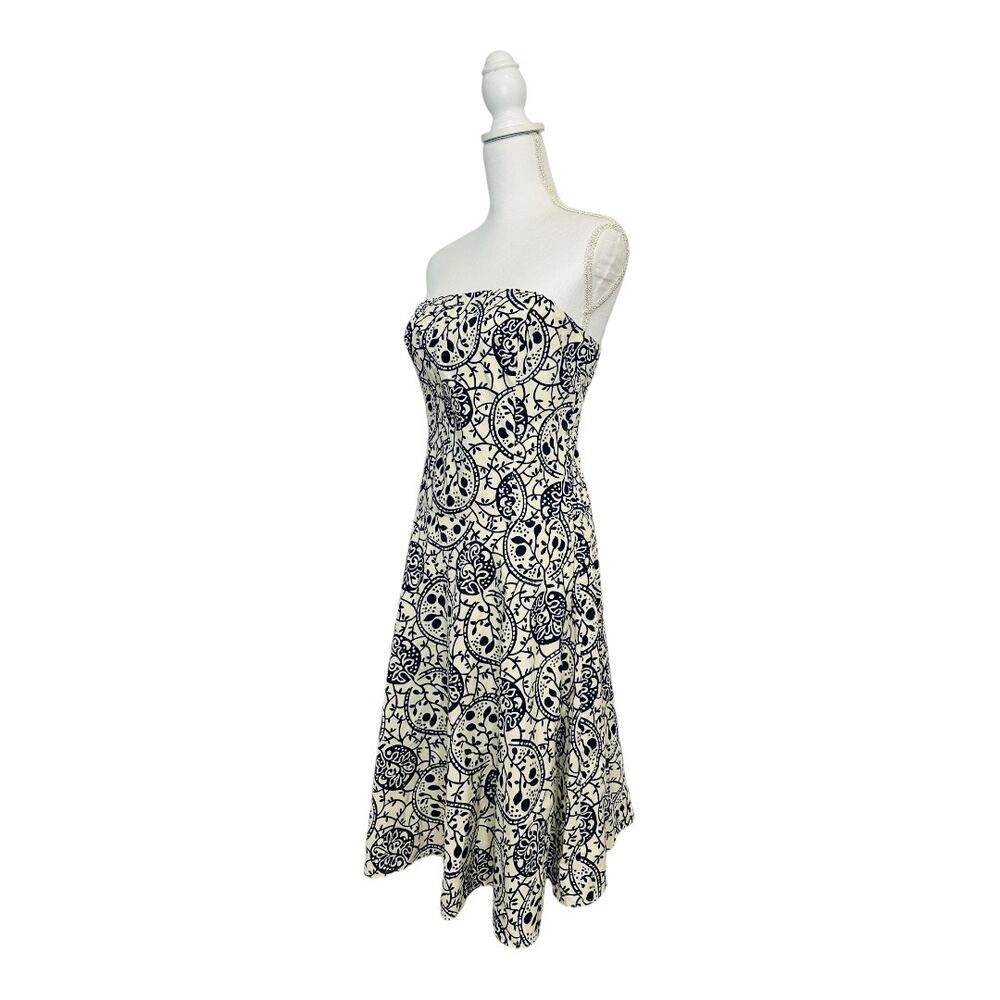 Tabitha by Anthropologie Strapless Blue and White Floral Dress